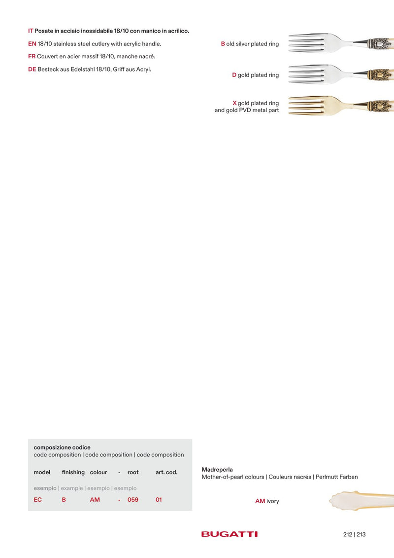 Eclat flatware, the pieces