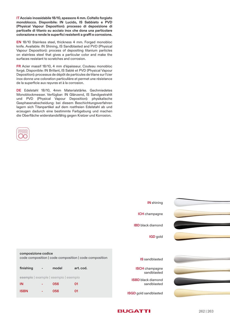 Settimocielo stainless flatware, the pieces