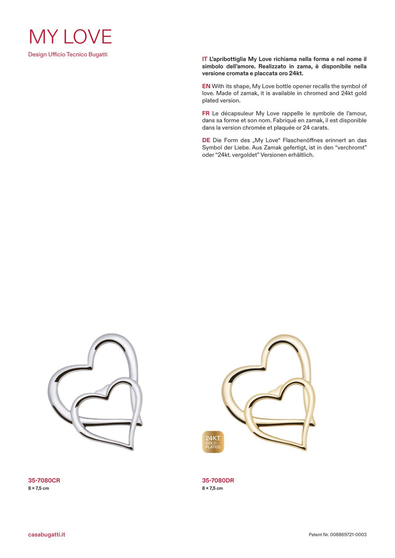 My Love bottle opener, the pieces