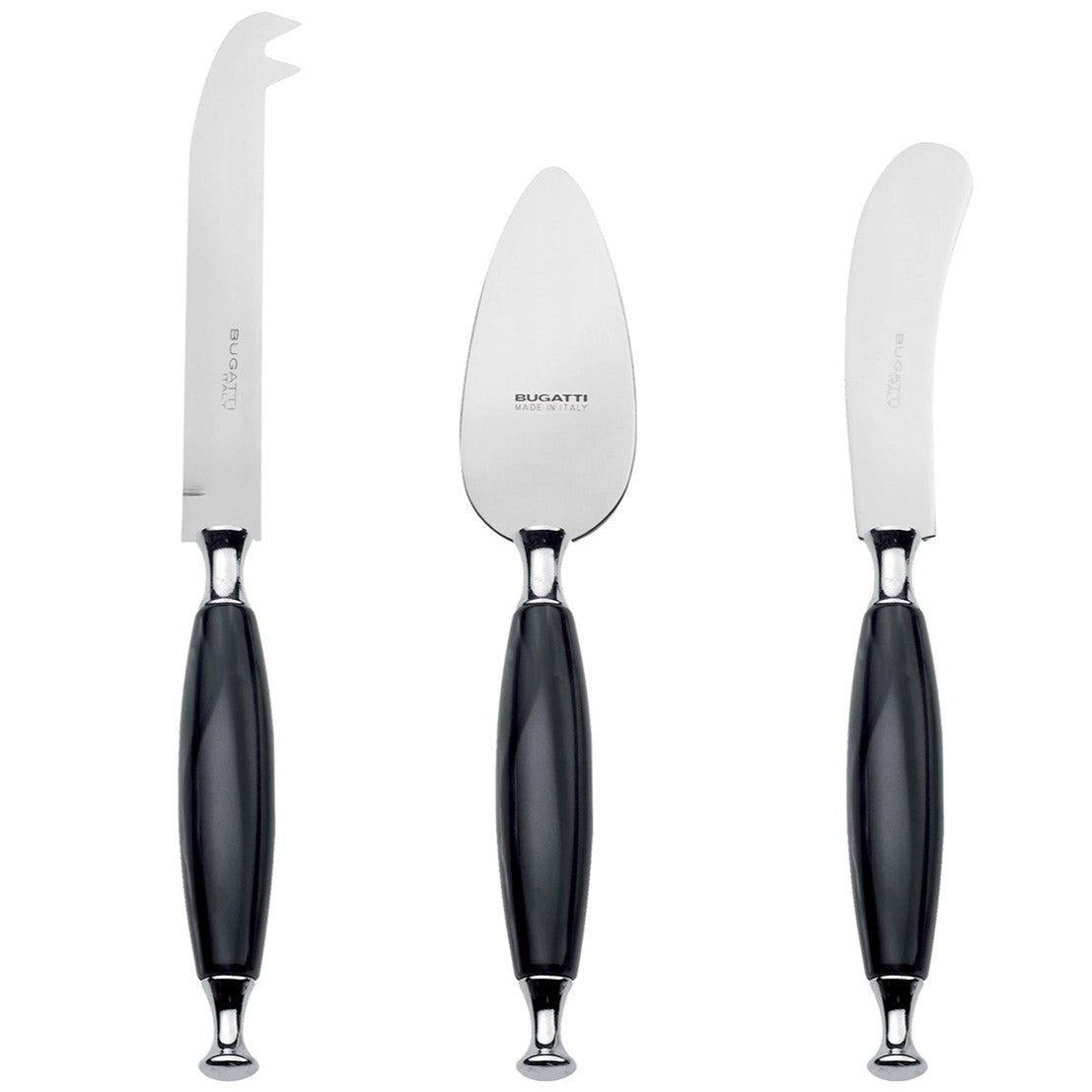 Country 3 Piece Cheese Knife Set - black