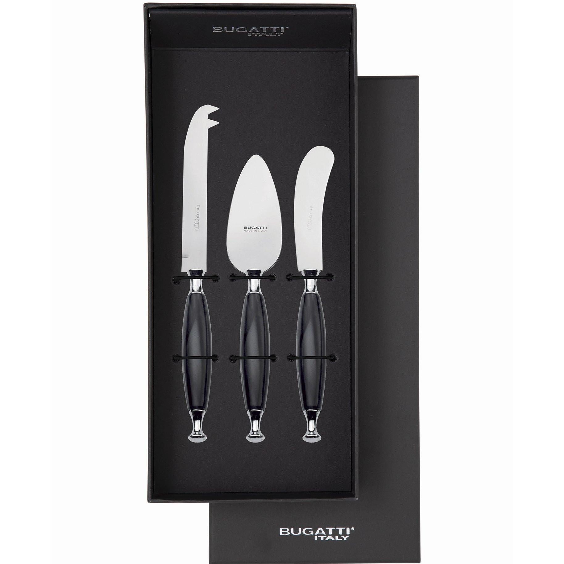 Country 3 Piece Cheese Knife Set - black