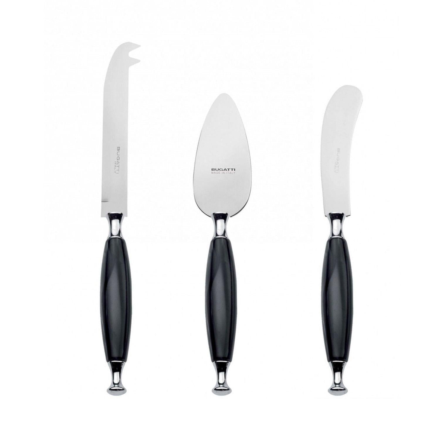Country 3 Piece Cheese Knives Set black-Casa Bugatti USA
