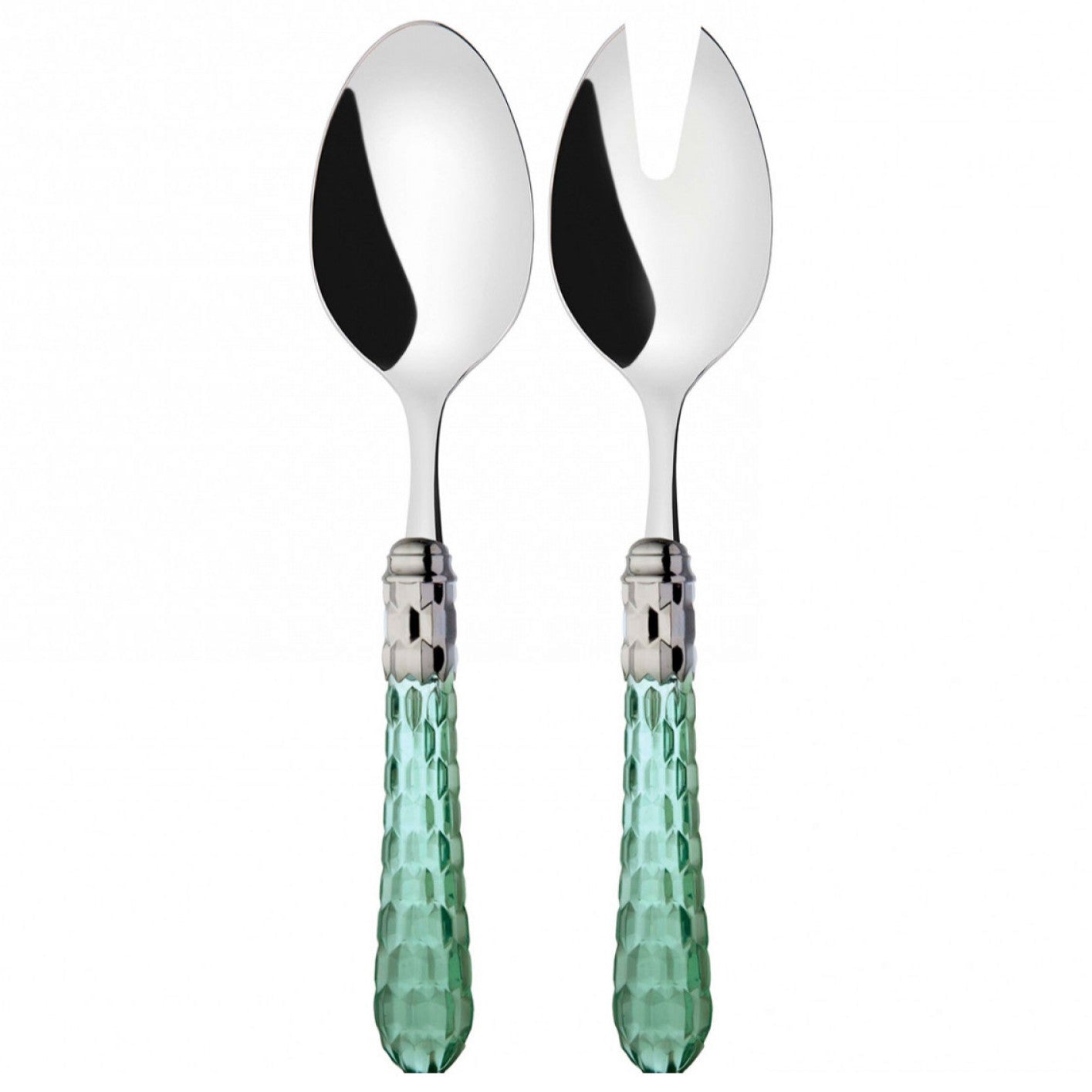 Cristallo Brilliant 2 Piece Salad Servers - Green Clear