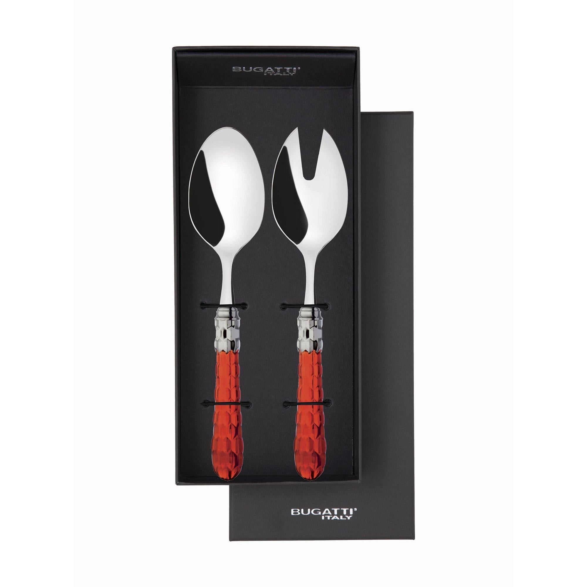 Cristallo Brilliant 2 Piece Salad Set in gift box red clear