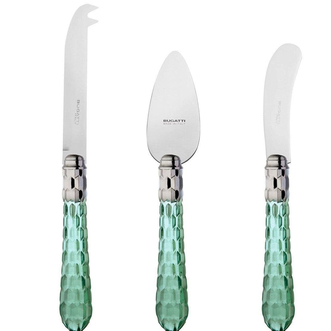 Cristallo Brilliant Cheese Knives set in gift box green clear-Casa Bugatti USA