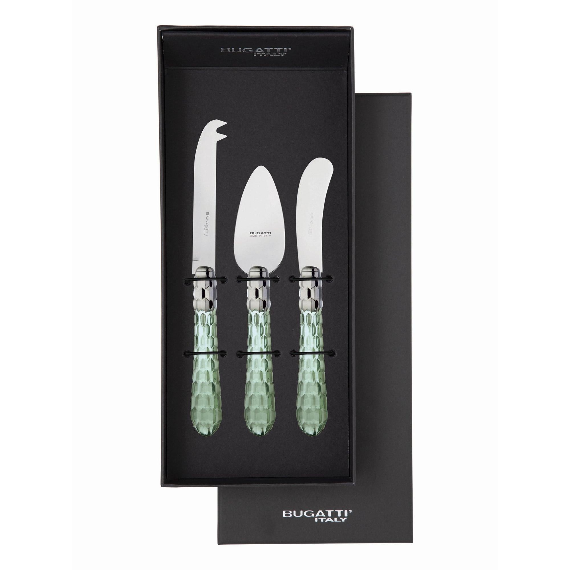 Cristallo Brilliant Cheese Knives set in gift box green clear-Casa Bugatti USA