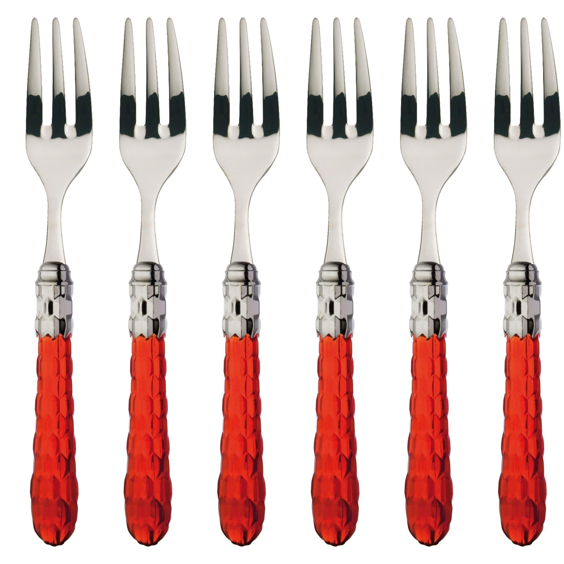 Cristallo Brilliant Cocktail Forks Set red clear-Casa Bugatti USA
