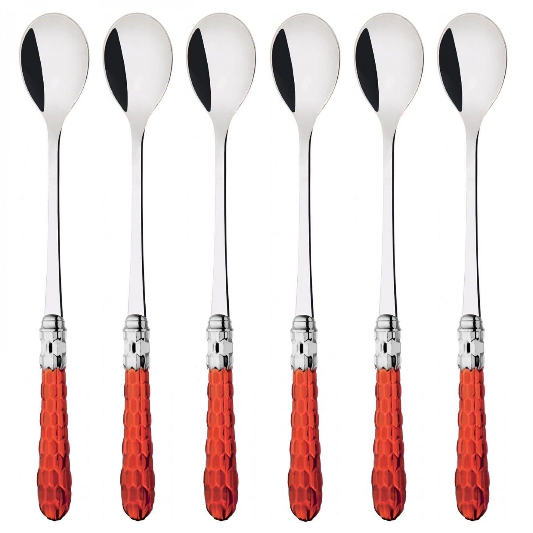 Cristallo Brilliant Ice Tea / Cocktail Spoon Set - Red Clear