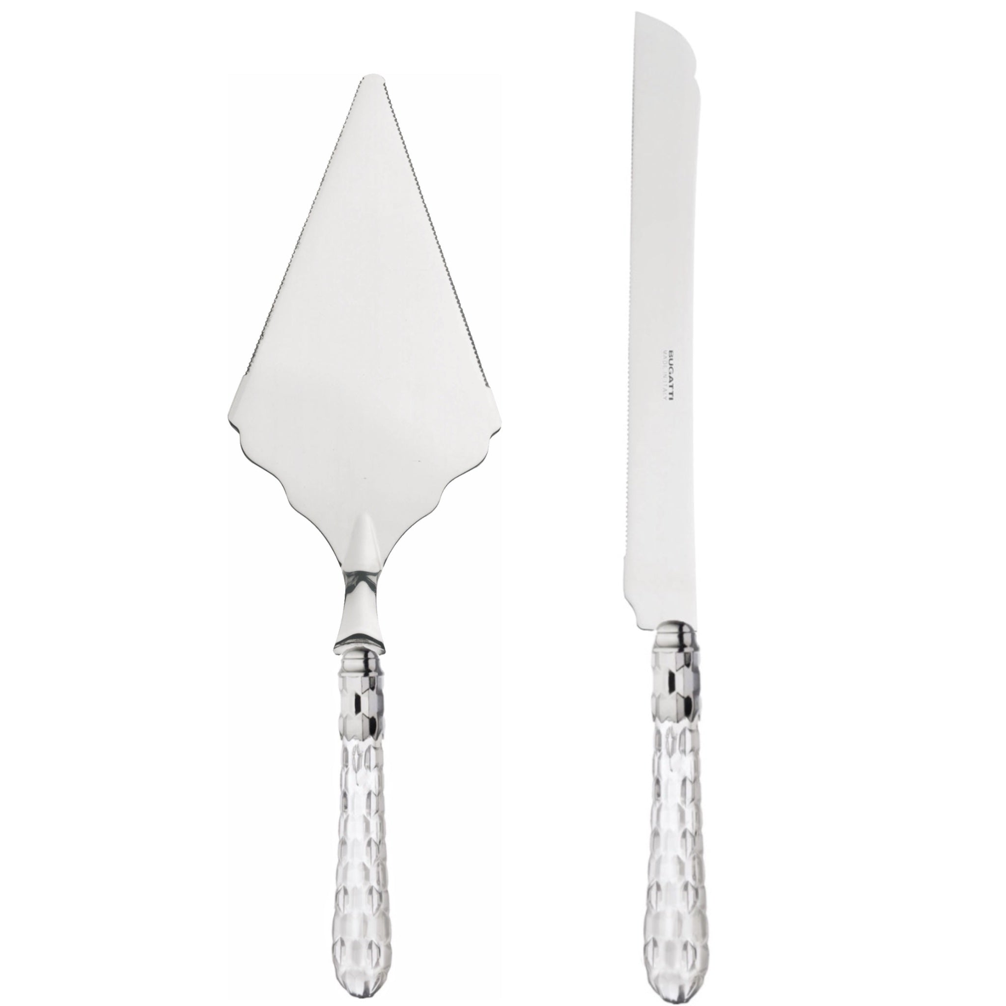 Cristallo Brilliant 2 Piece Large Cake Serving Set serrated - clear-Casa Bugatti USA