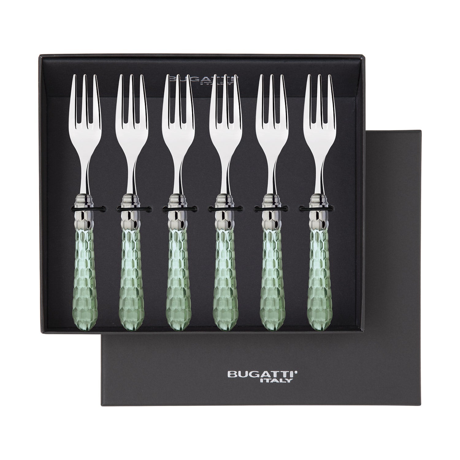 Cristallo Brilliant Cocktail / Cake Fork Set, Green Clear — Casa Bugatti