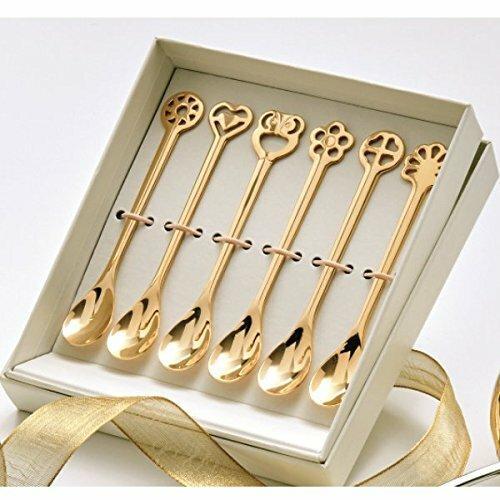 Portafortuna 24 Karat Gold Plated 6 Piece Moka Spoon Set