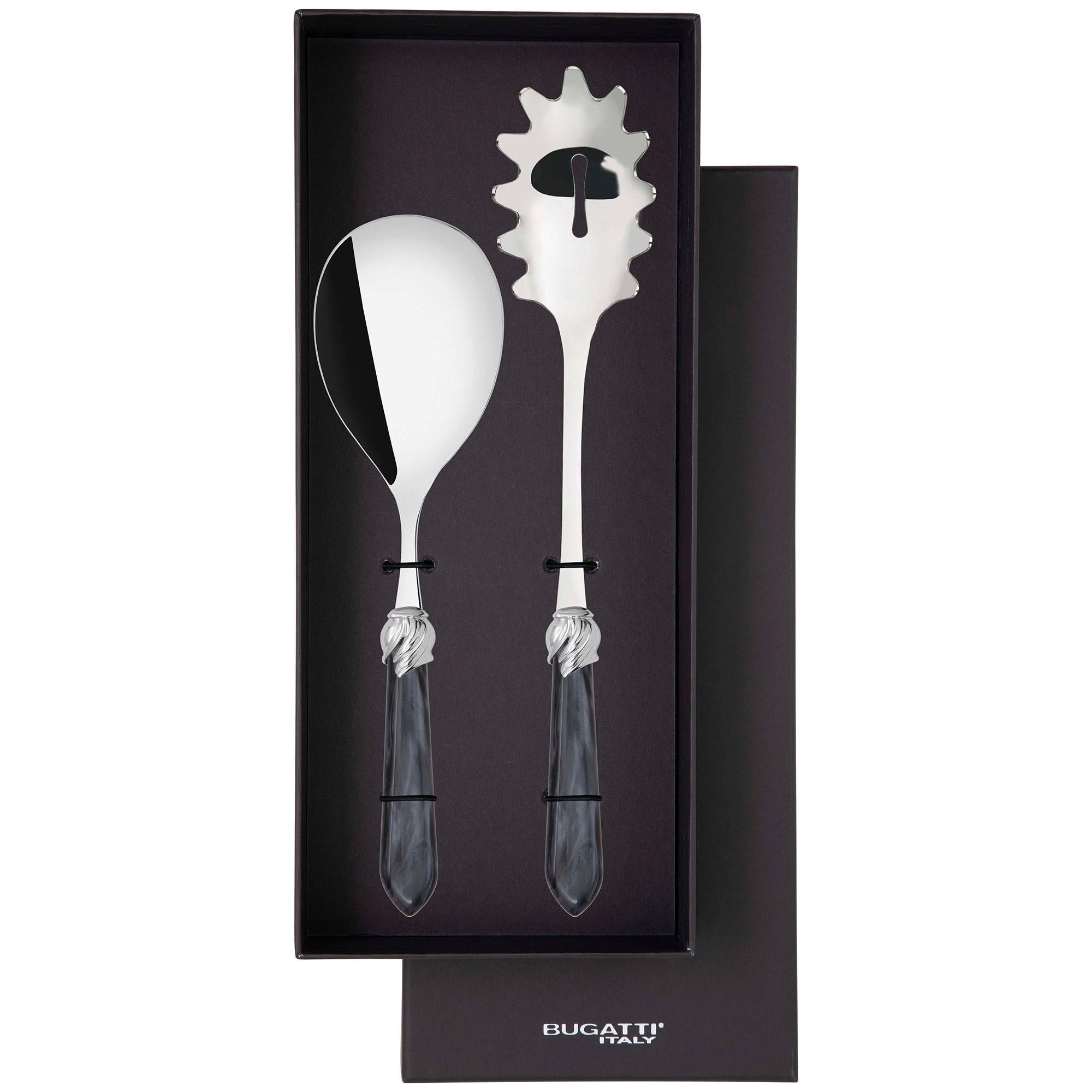 Falabella Brilliant 2 Piece Pasta Set in gift box - charcoal