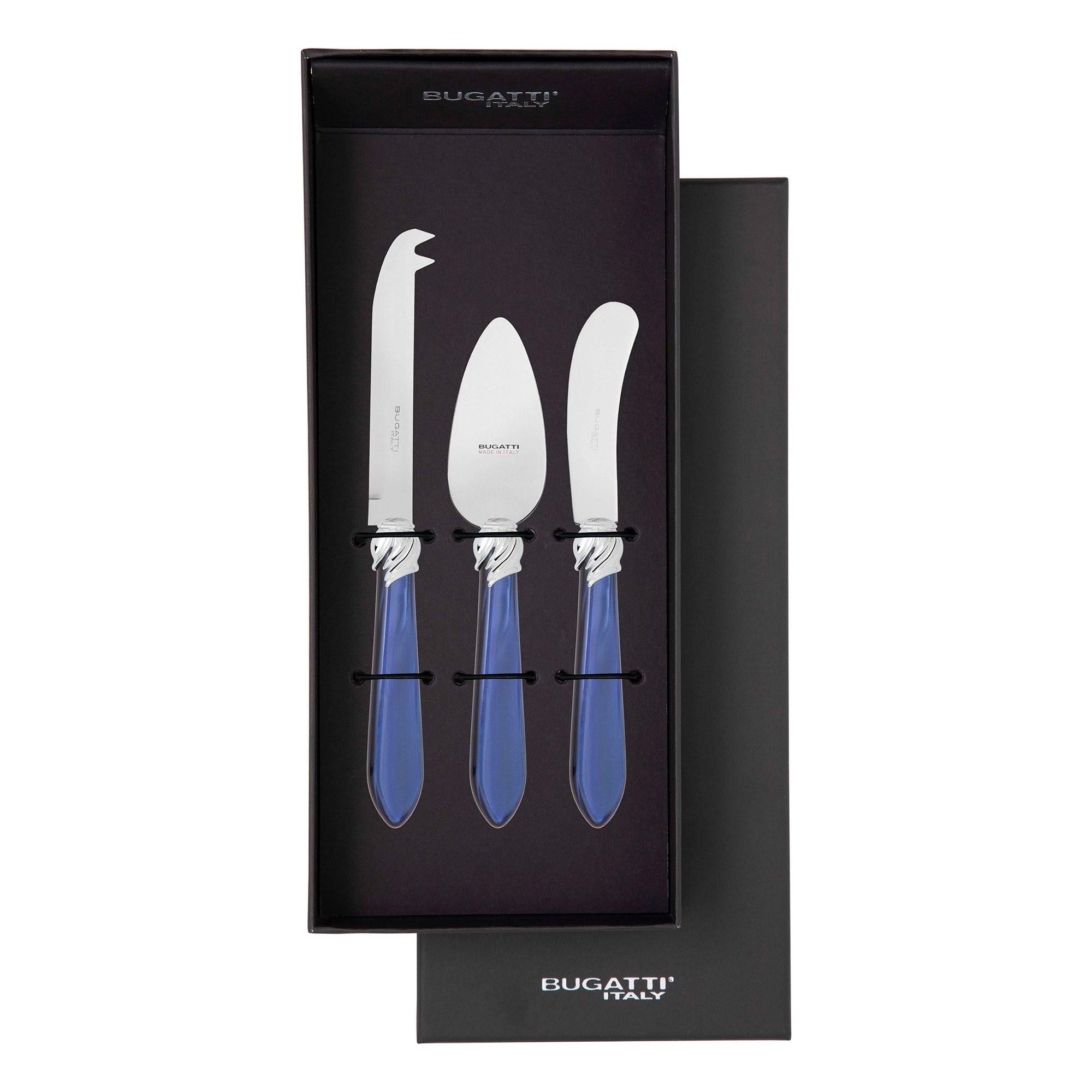 Falabella Brilliant 3 Piece Cheese Knife Set - royal blue