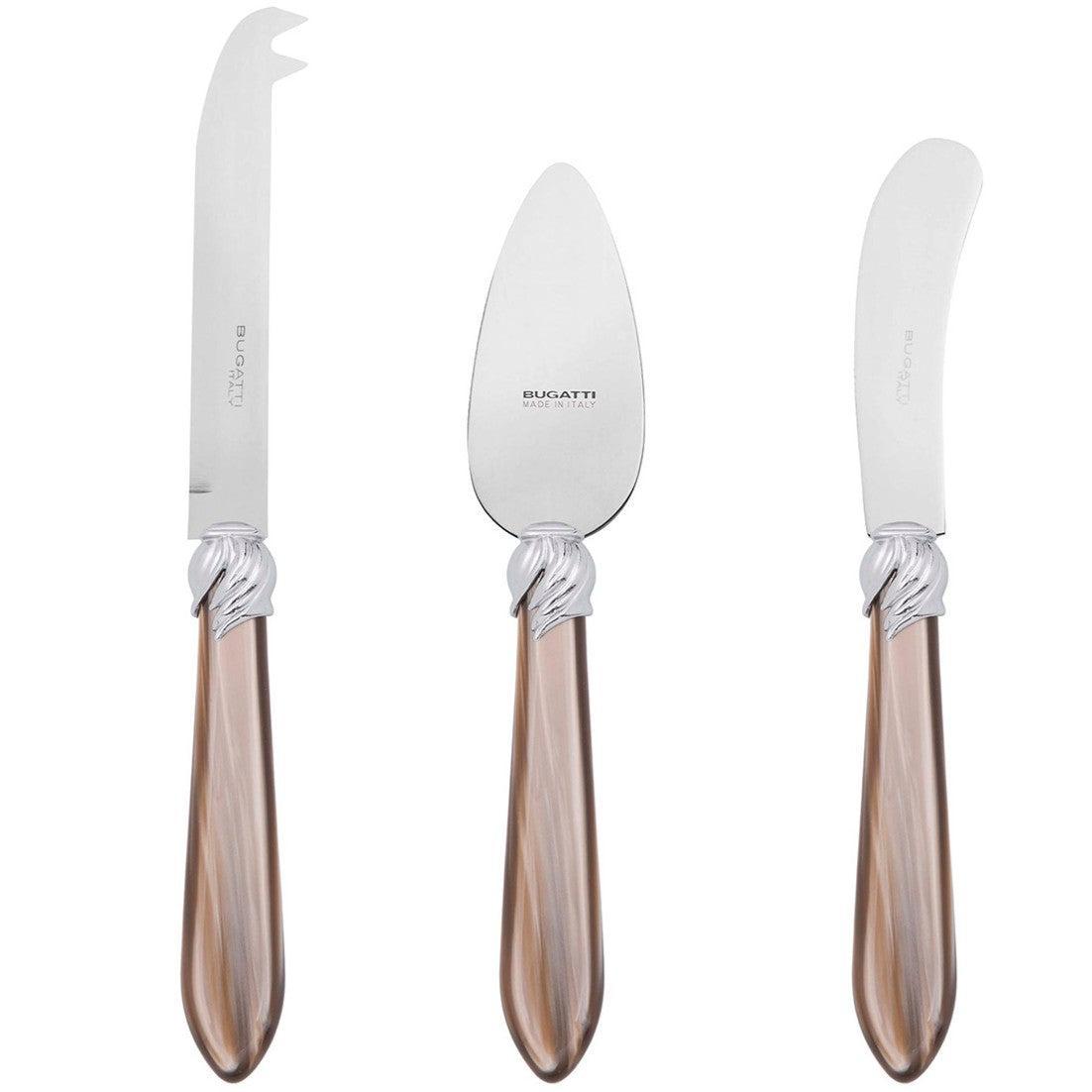 Falabella Brilliant 3 Piece Cheese Knife Set - taupe