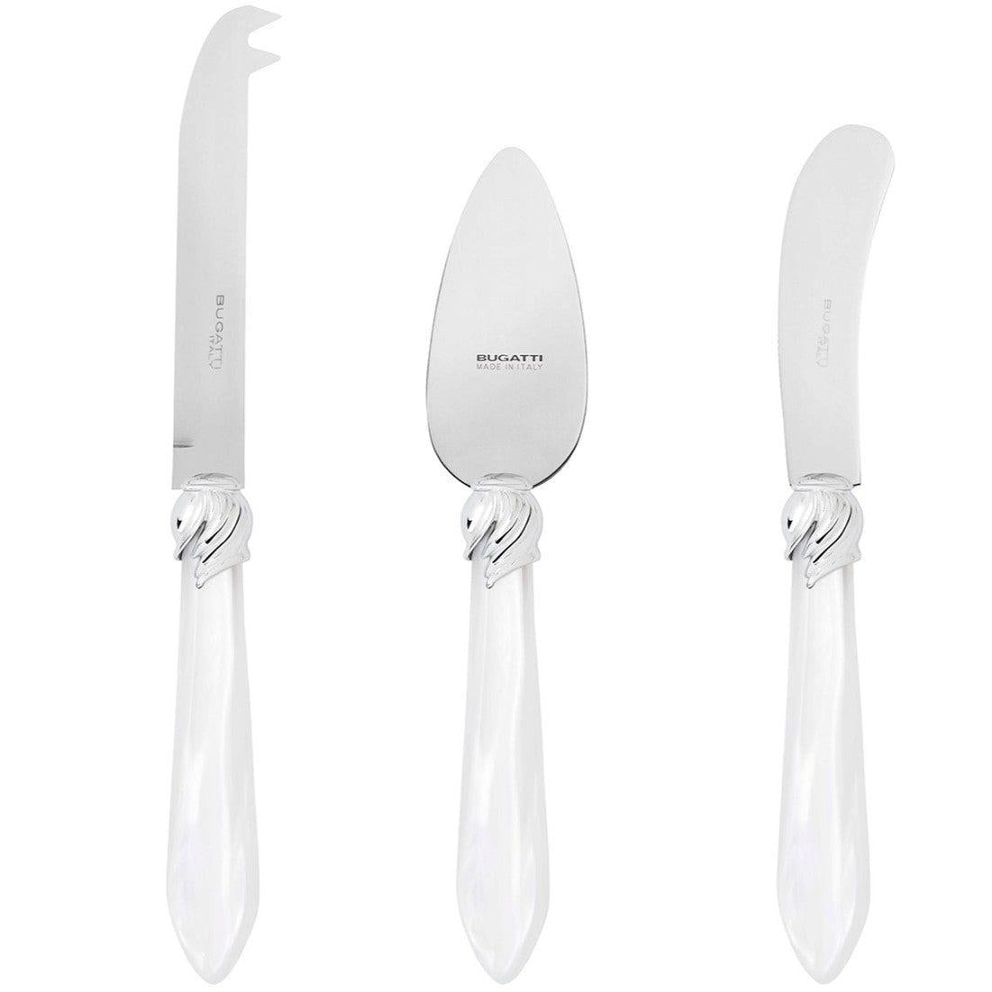 Falabella Brilliant 3 Piece Cheese Knife Set - white