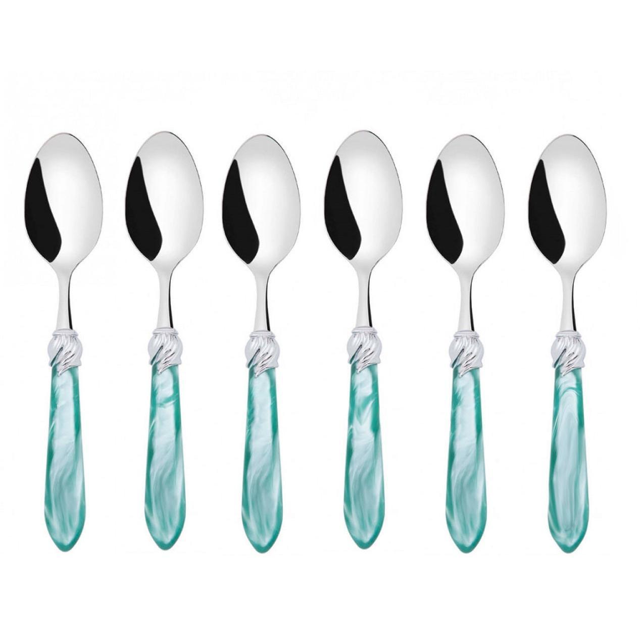 Falabella Brilliant 6 Piece Coffee Spoon Set in gift box - aqua