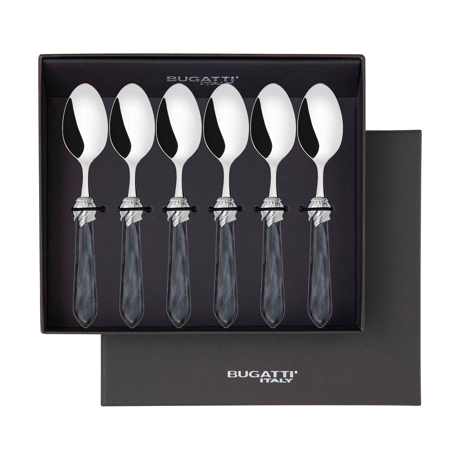 Falabella Brilliant 6 Piece Coffee Spoon Set in gift box - charcoal