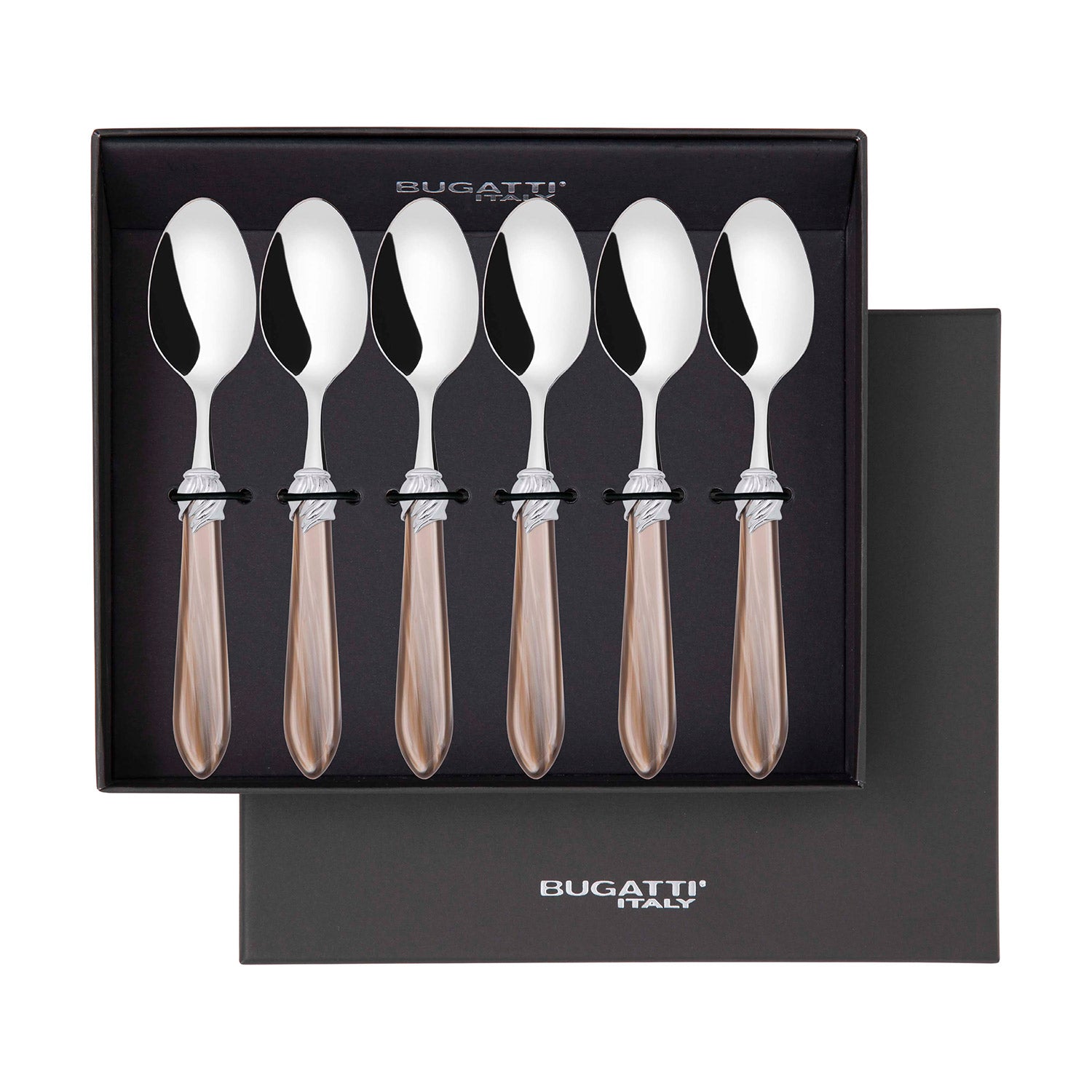 Falabella Brilliant 6 Piece Coffee Spoon Set in gift box - taupe