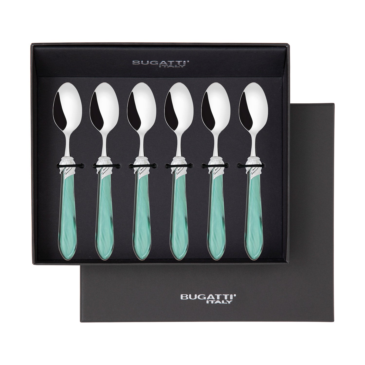 Falabella Brilliant 6 Piece Moka Spoon Set in gift box green