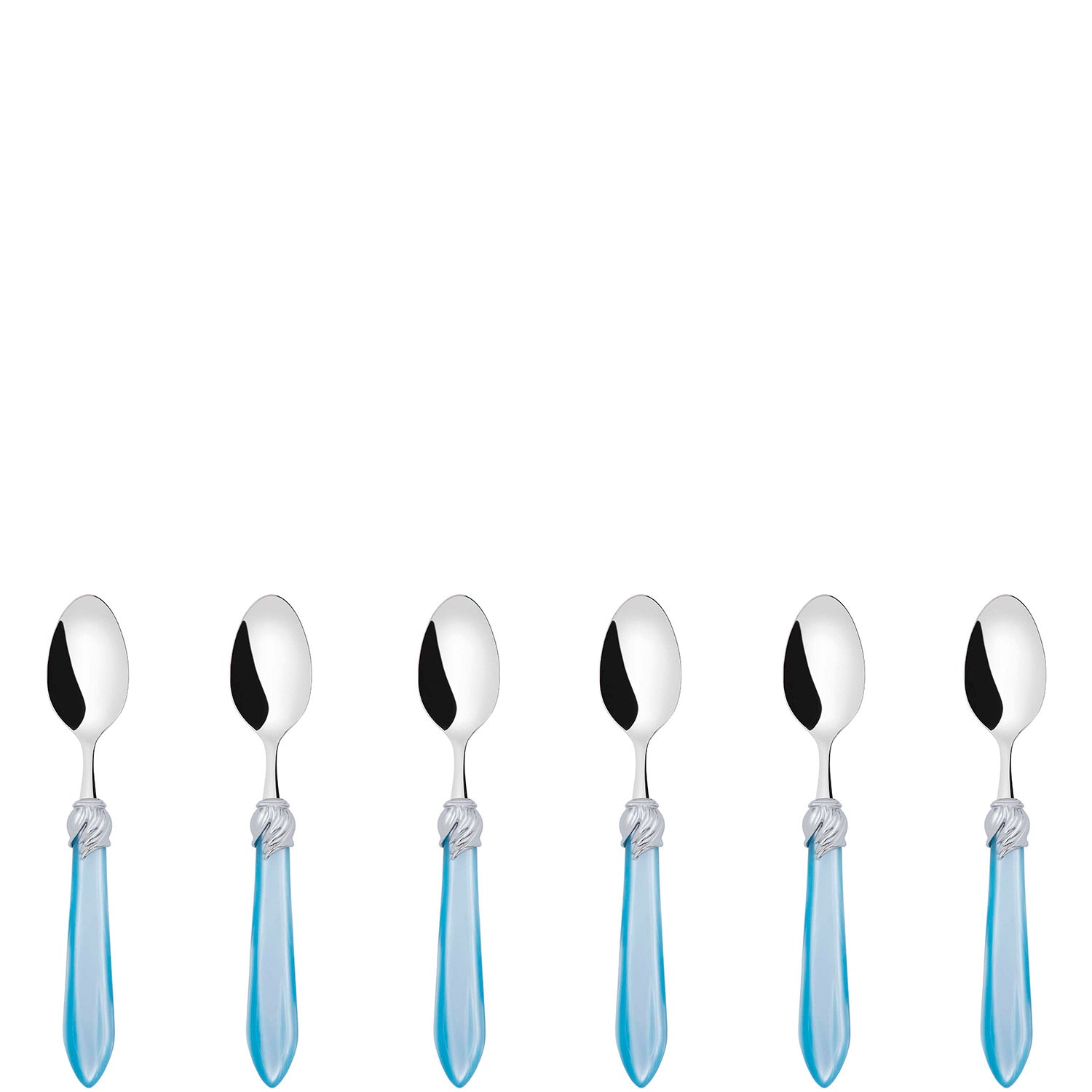 Falabella Brilliant 6 Piece Moka Spoon Set in gift box sky blue