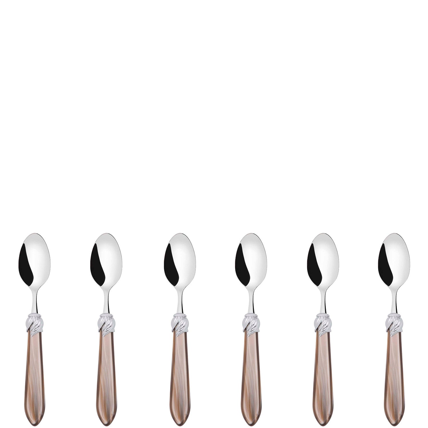 Falabella Brilliant 6 Piece Moka Spoon Set in gift box taupe