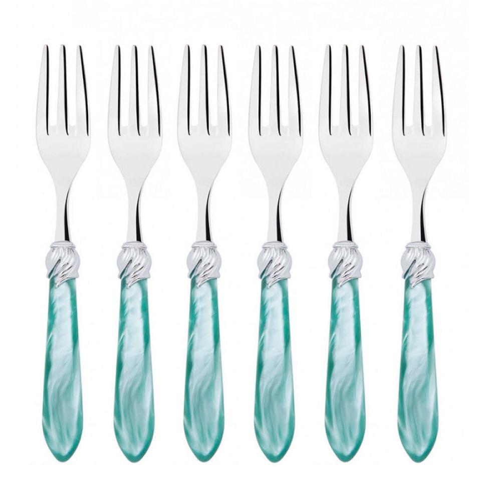 Falabella Brilliant Cocktail / Cake Fork Set in gift box - aqua