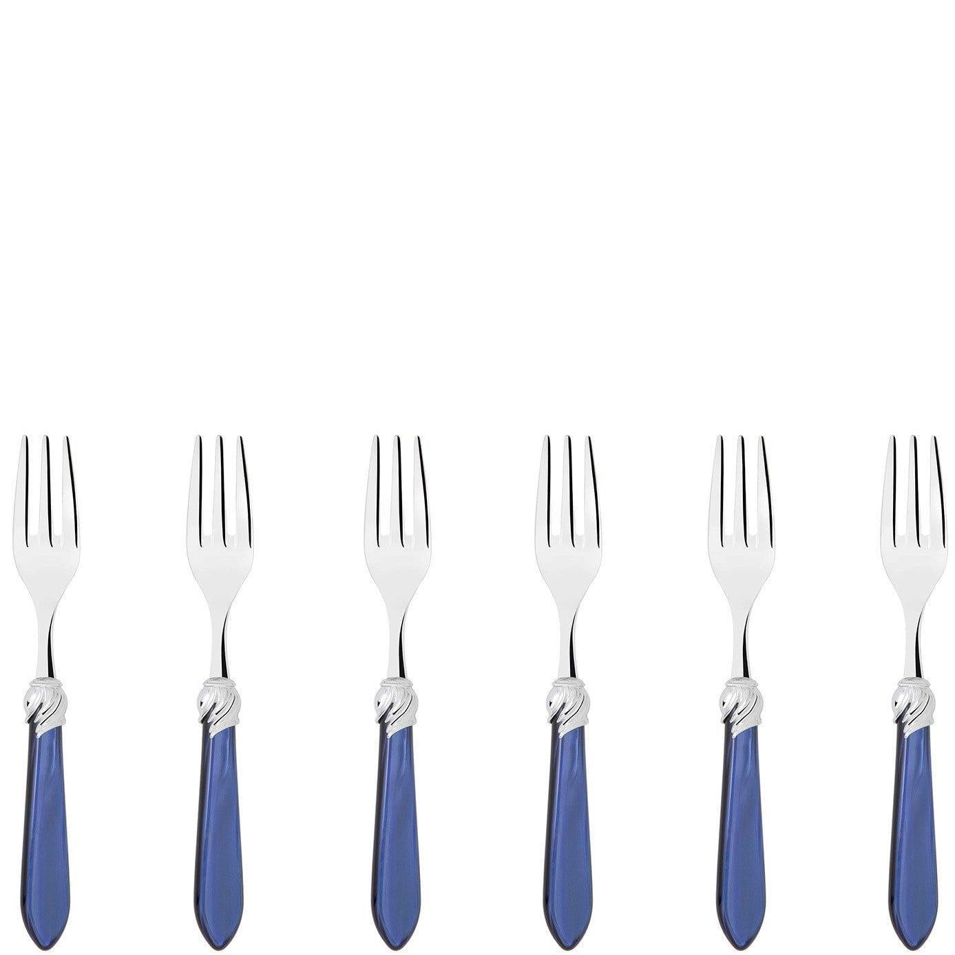 Falabella Brilliant Cocktail / Cake Fork Set in gift box - royal blue