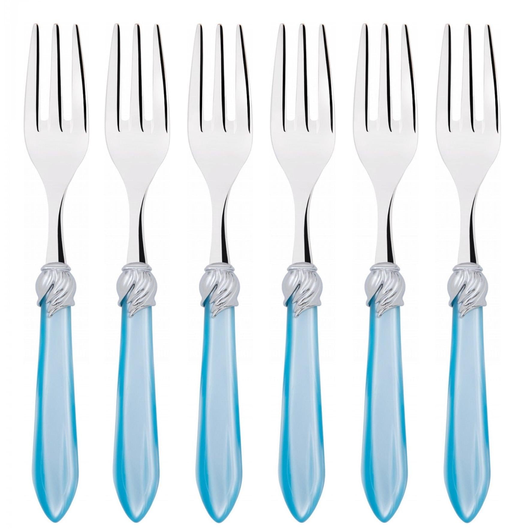 Falabella Brilliant Cocktail / Cake Fork Set in gift box - Sky Blue-Casa Bugatti USA