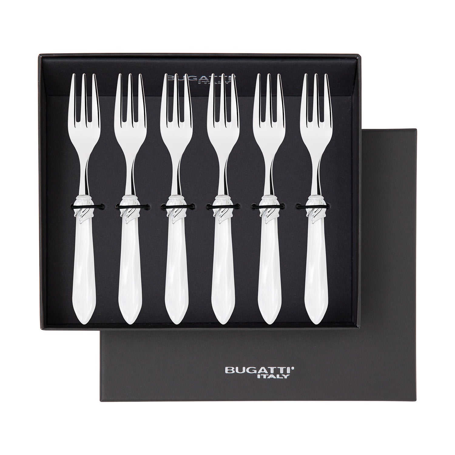 Falabella Brilliant Cocktail / Cake Fork Set in gift box - white
