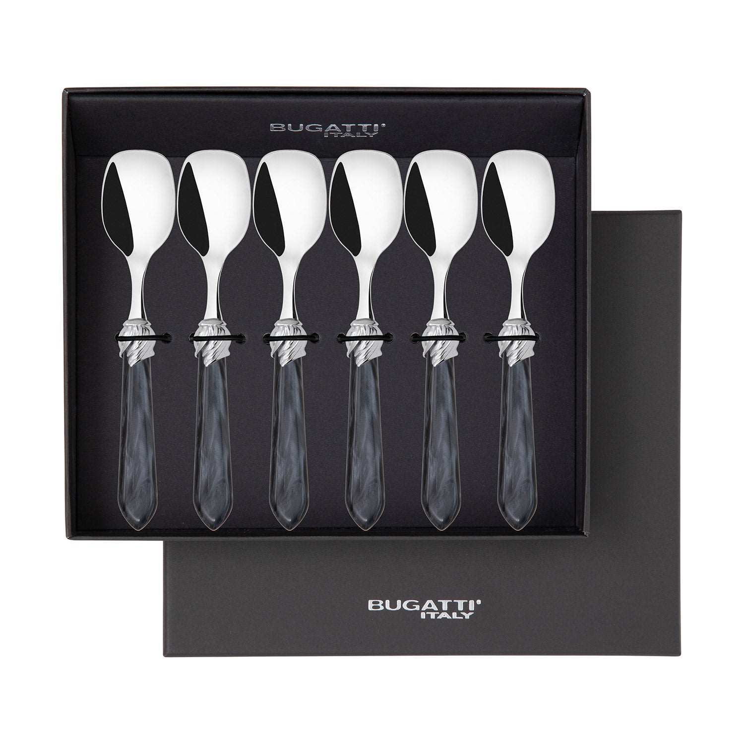 Falabella Brilliant Ice Cream Spoons Set in gift box - charcoal