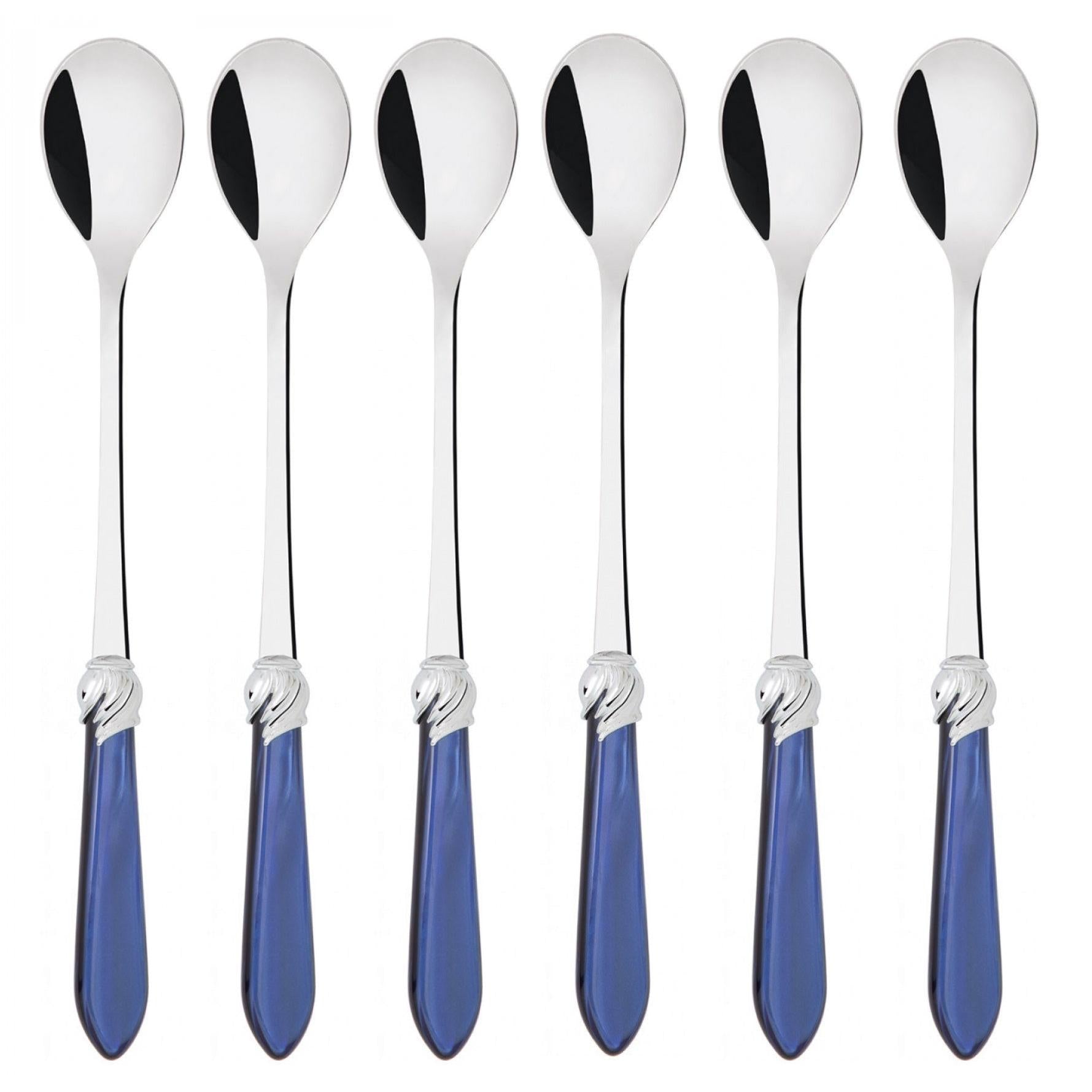 Falabella Brilliant Ice Tea / Cocktail Spoon Set - royal blue