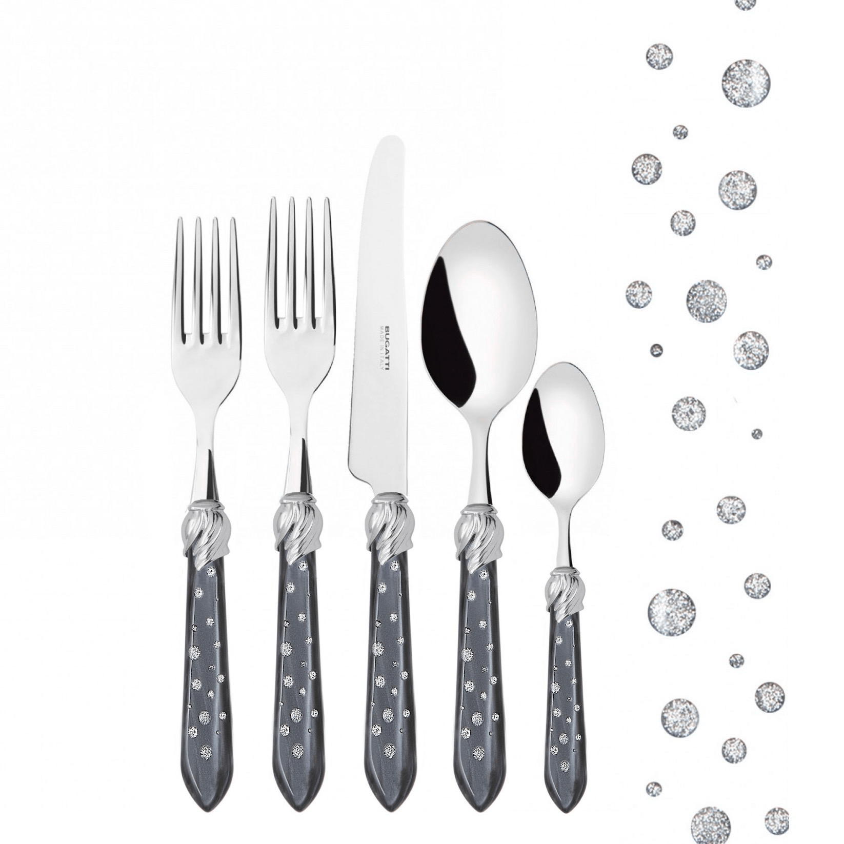 Falabella 5 Piece Place Setting - CHARCOAL-Casa Bugatti USA