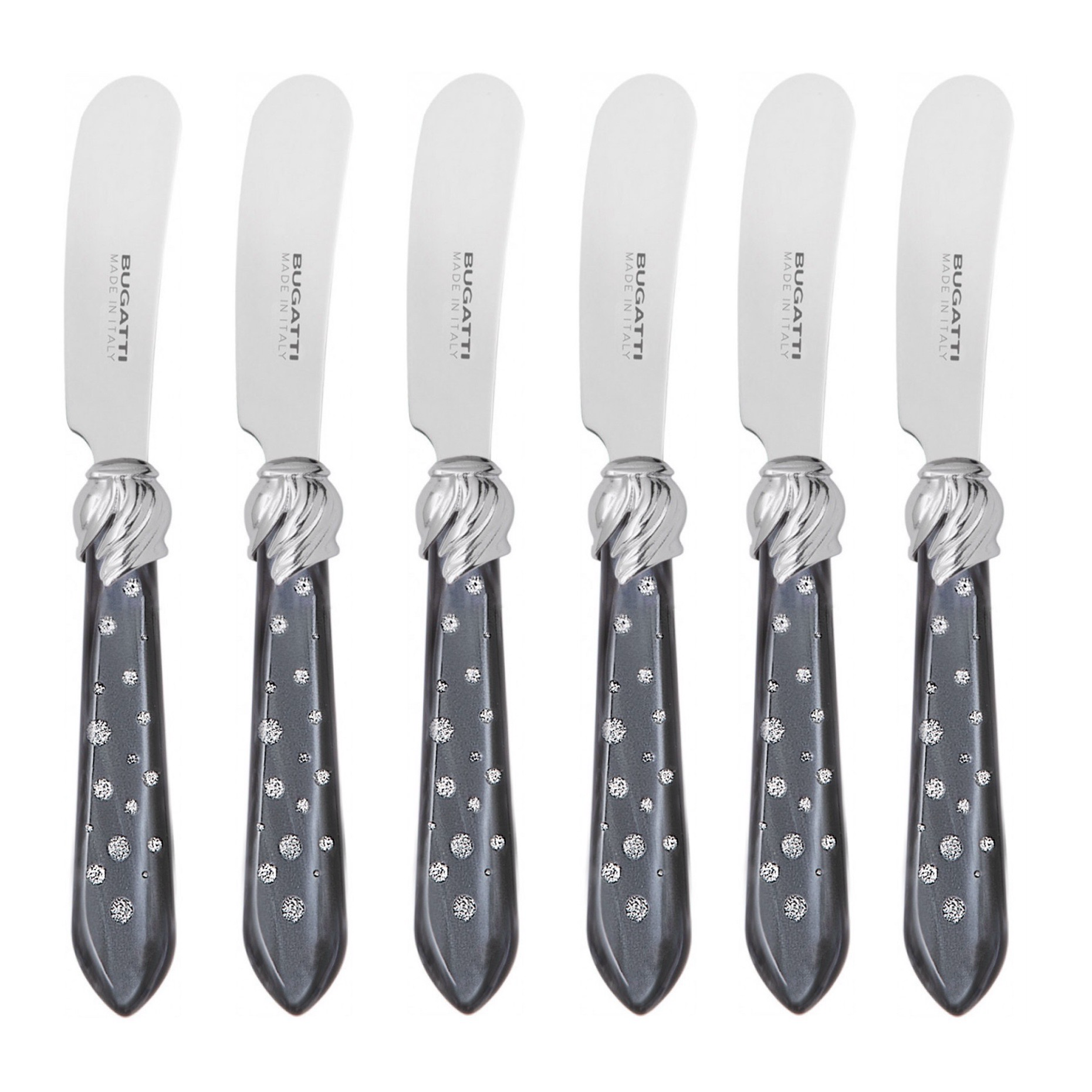 Falabella Galleria Butter Knives Set charcoal Hand Made-Casa Bugatti USA