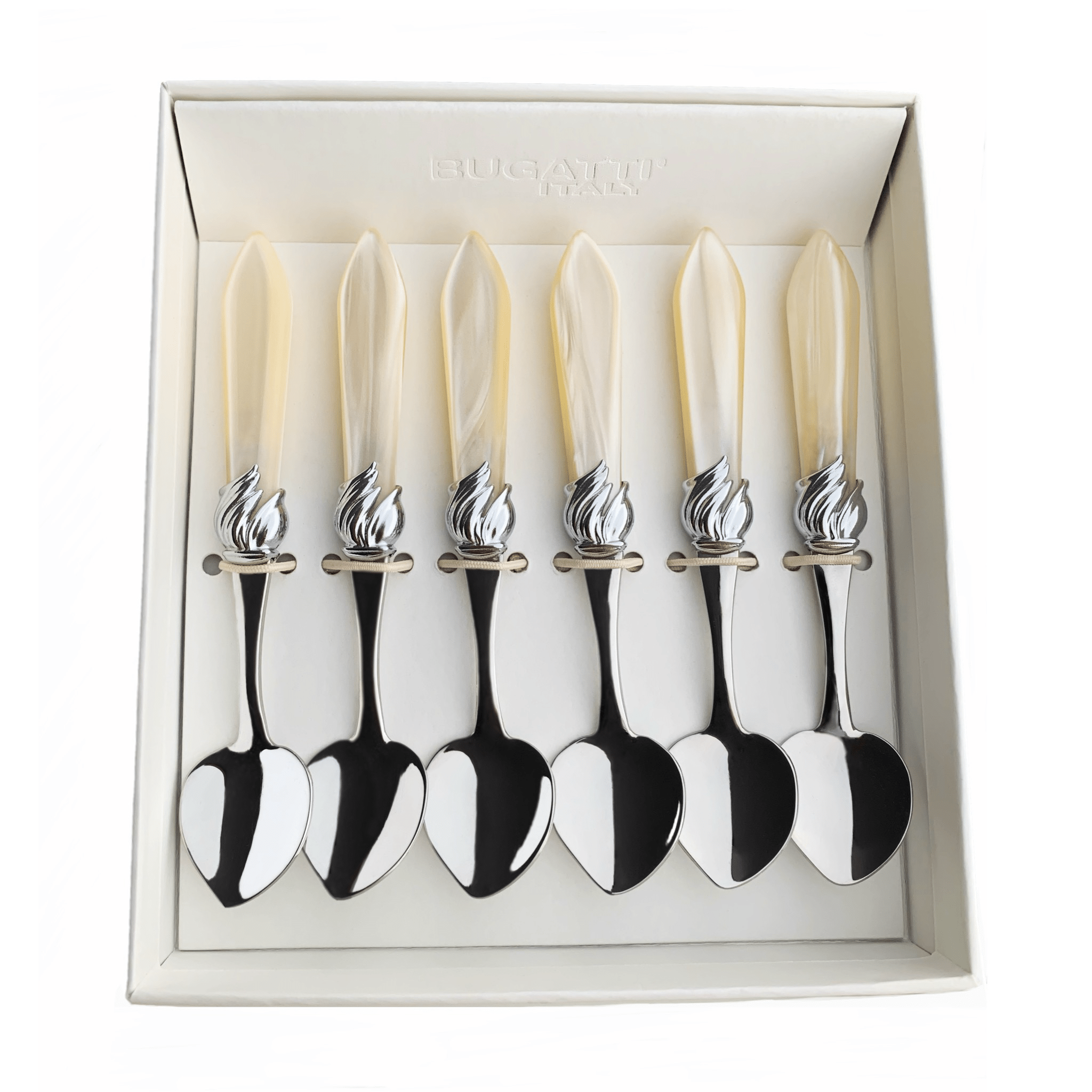 Falabella Heart Shape Moka Spoons Set ivory-Casa Bugatti USA