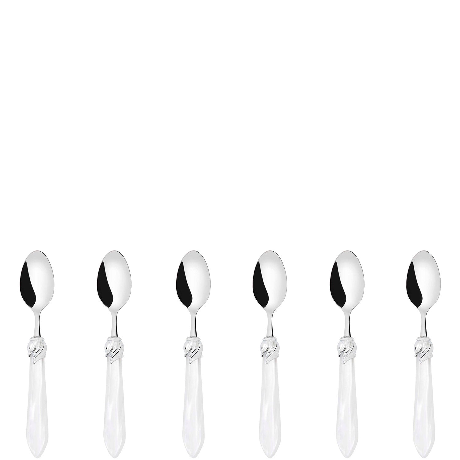 Falabella Brilliant 6 Piece Moka Spoon Set in gift box white-Casa Bugatti USA