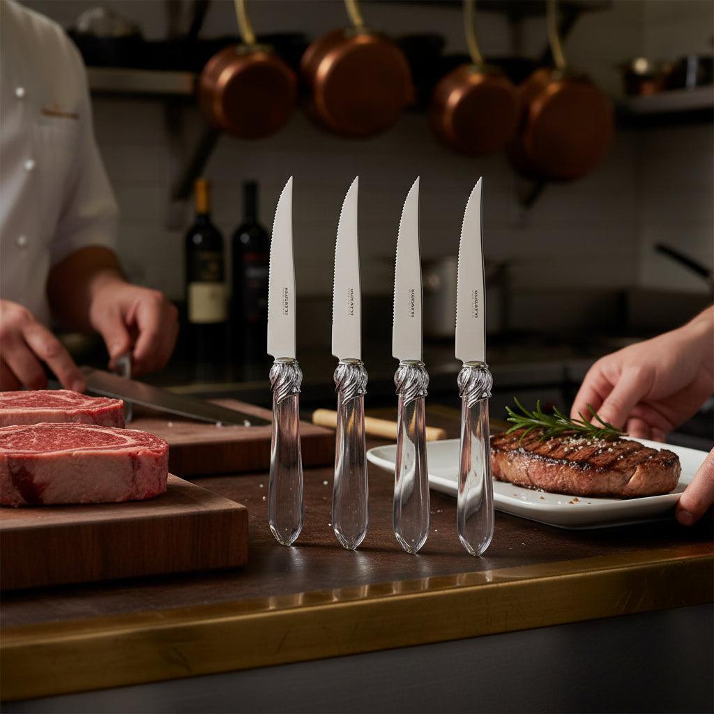 Falabella Brilliant 6 Piece Steak knife Set - Clear-Casa Bugatti USA