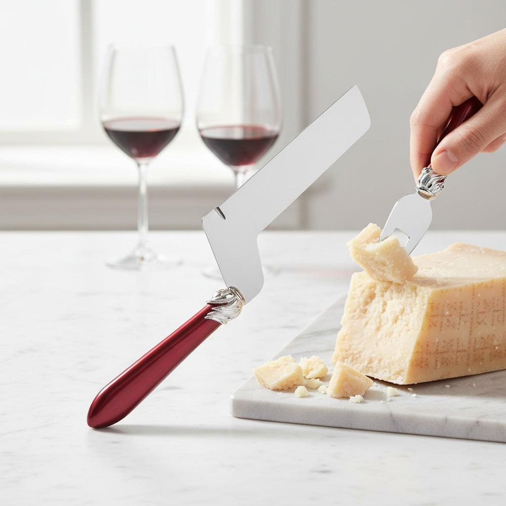 Falabella Brilliant Soft Cheese Offset Knife - Burgundy