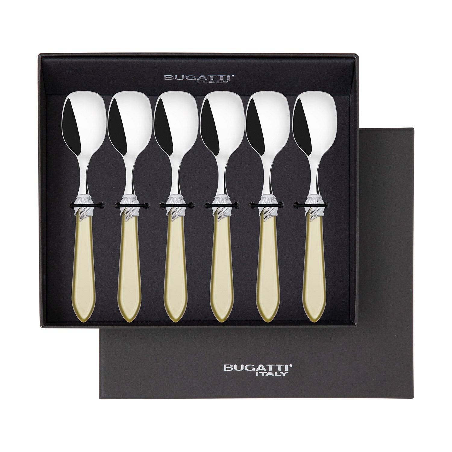 Falabella Brilliant Ice Cream Spoons Set in gift box - chartreuse green