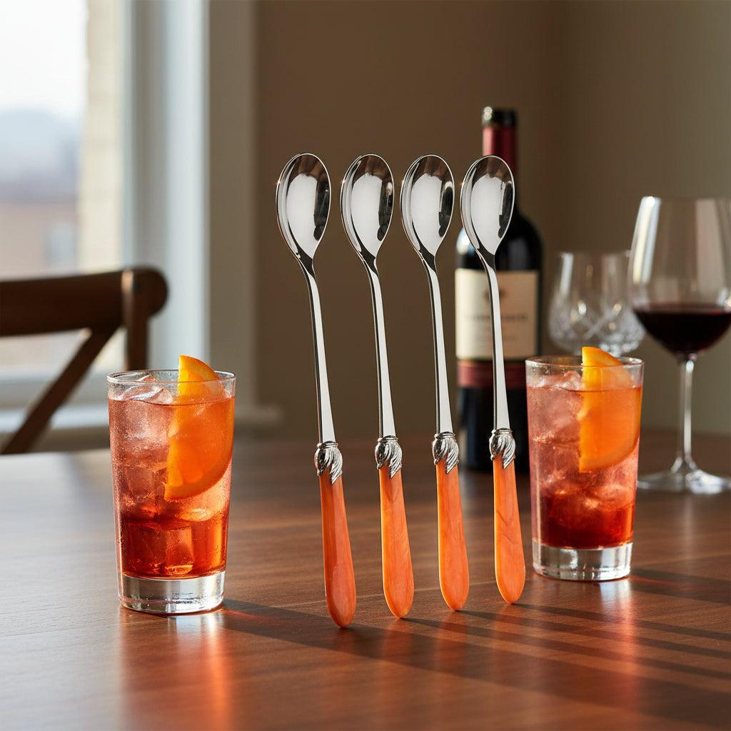 Falabella Brilliant Ice Tea / Cocktail Spoon Set - Tangerine-Casa Bugatti USA