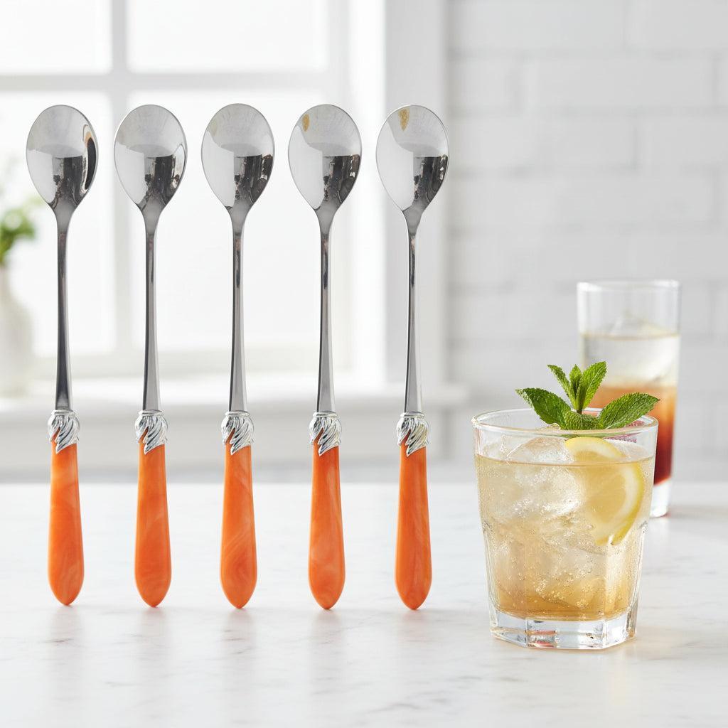 Falabella Brilliant Ice Tea / Cocktail Spoon Set - Tangerine-Casa Bugatti USA