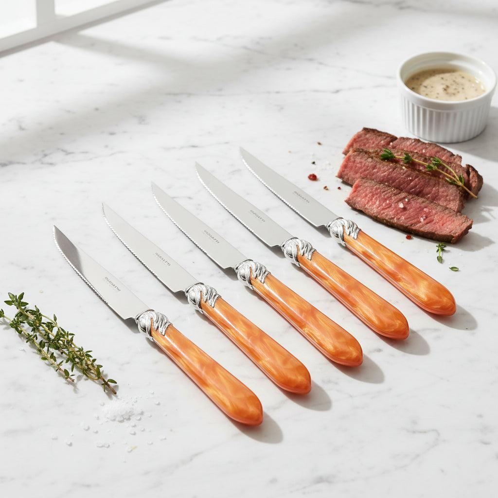 Falabella Brilliant 6 Piece Steak knife Set - Tangerine-Casa Bugatti USA