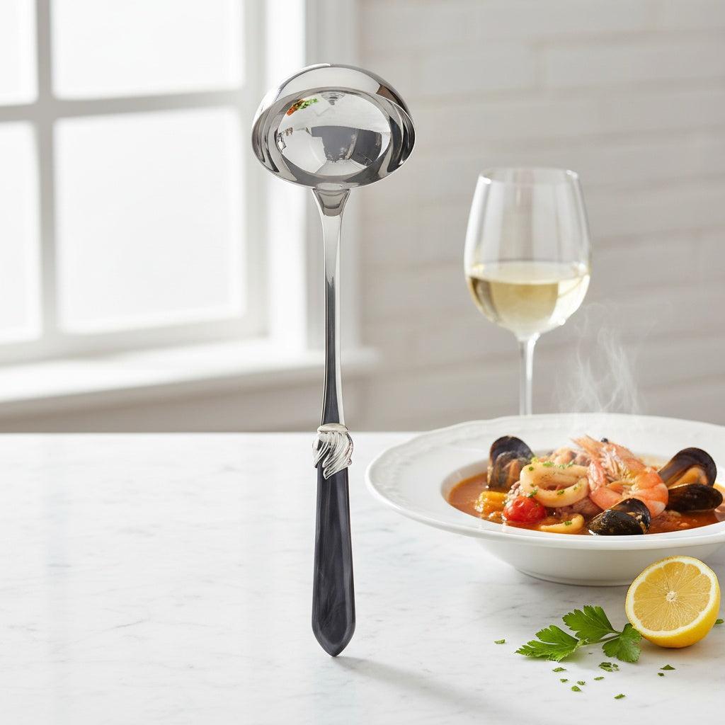 Falabella Brilliant Soup Ladle - Charcoal-Casa Bugatti USA