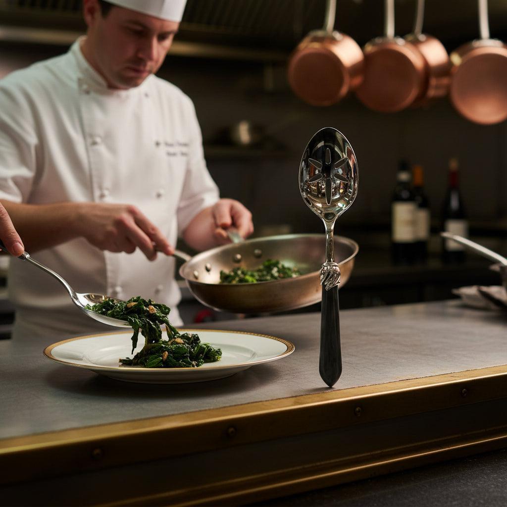 Falabella Brilliant Slotted Serving Spoon - Charcoal