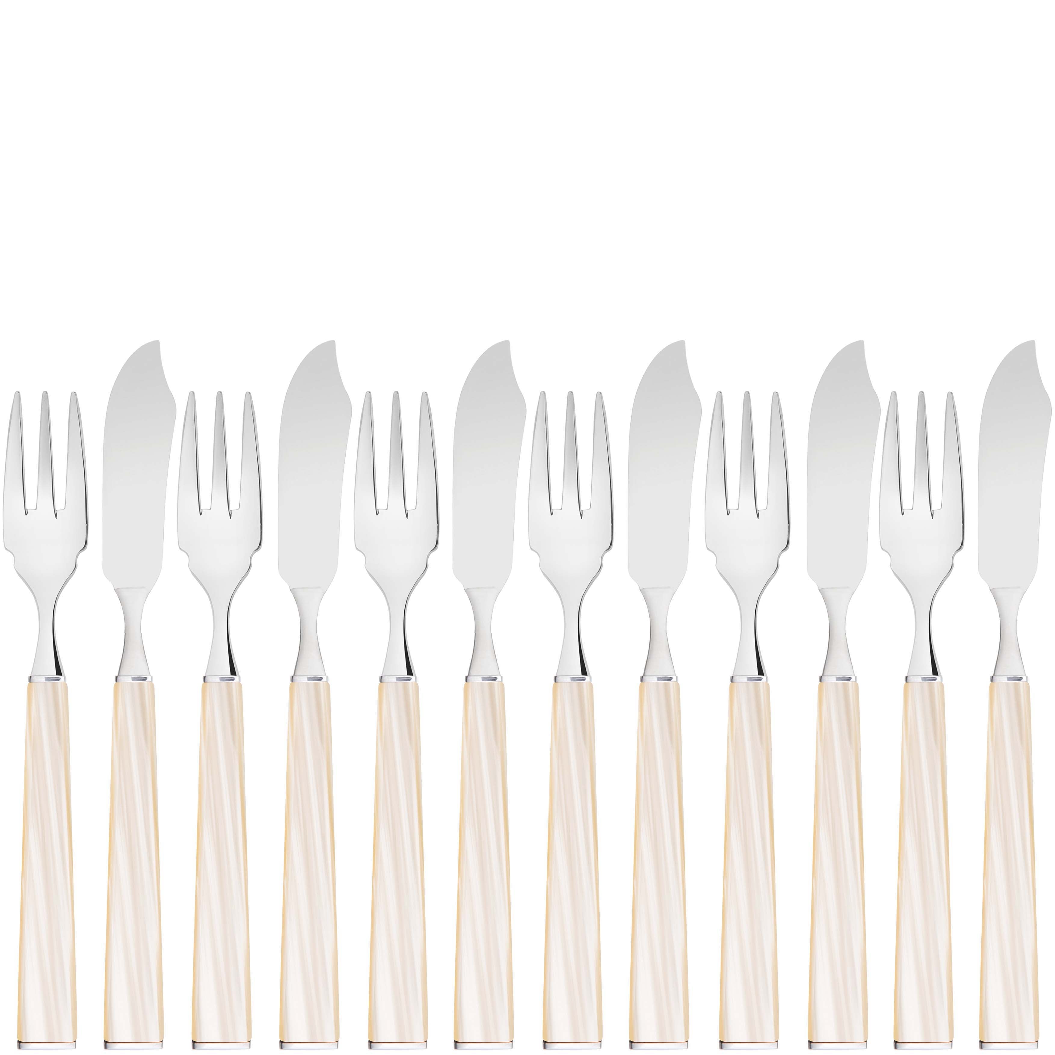 GEOM 12 Piece Fish Set in Gallery Box - Ivory
