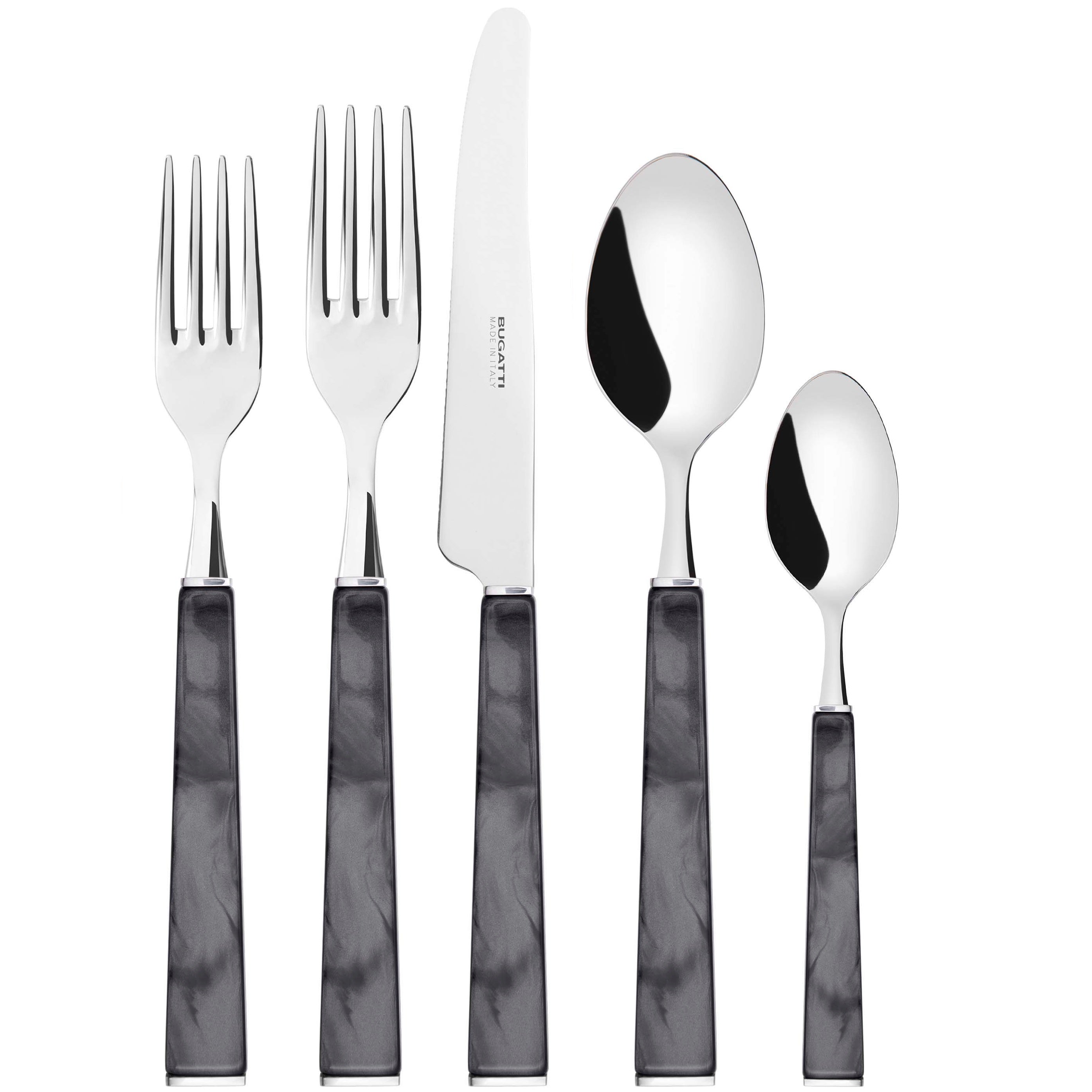 GEOM 5 Piece Place Setting - Charcoal-Casa Bugatti USA