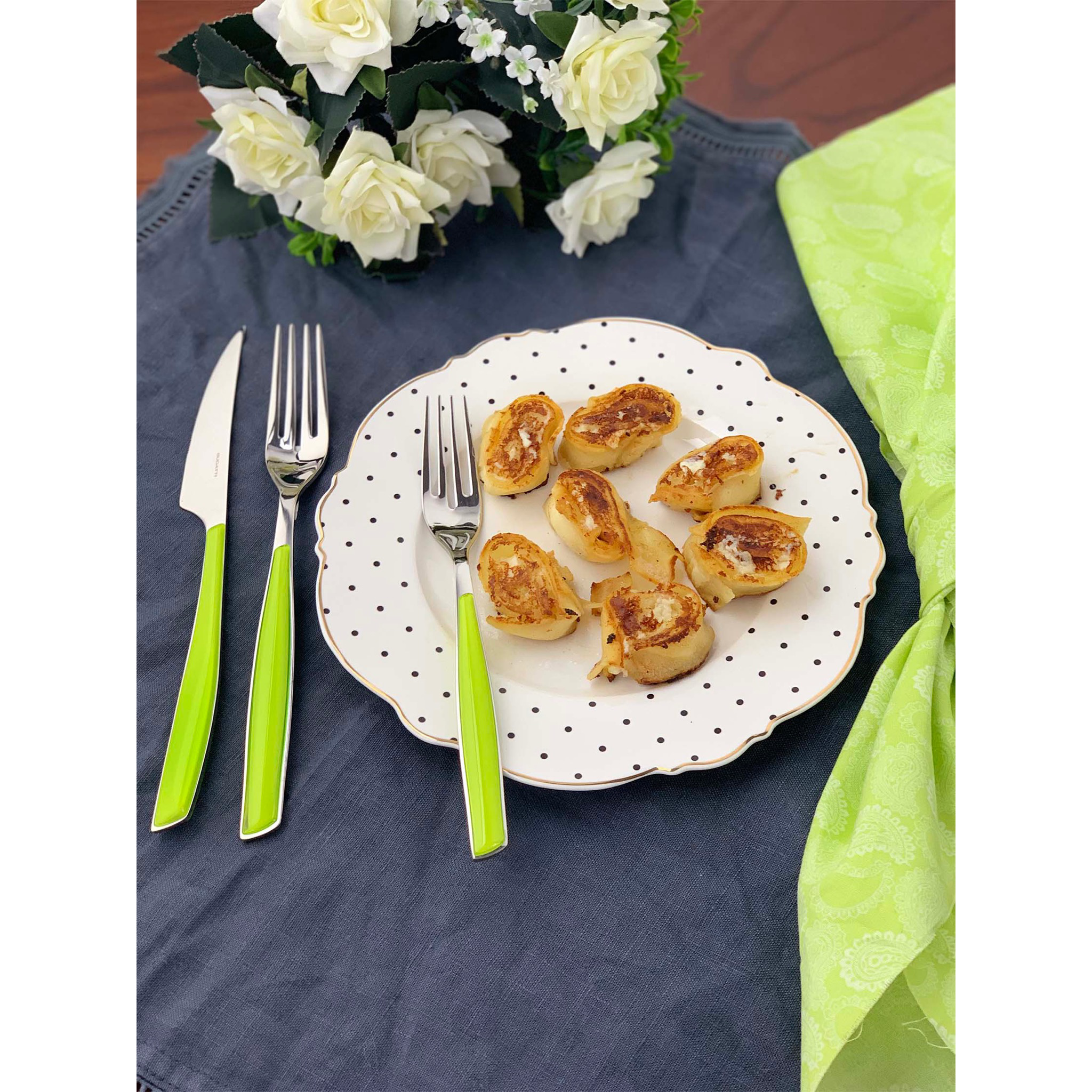 Glamour 5 Piece Place Setting - GREEN APPLE-Casa Bugatti USA
