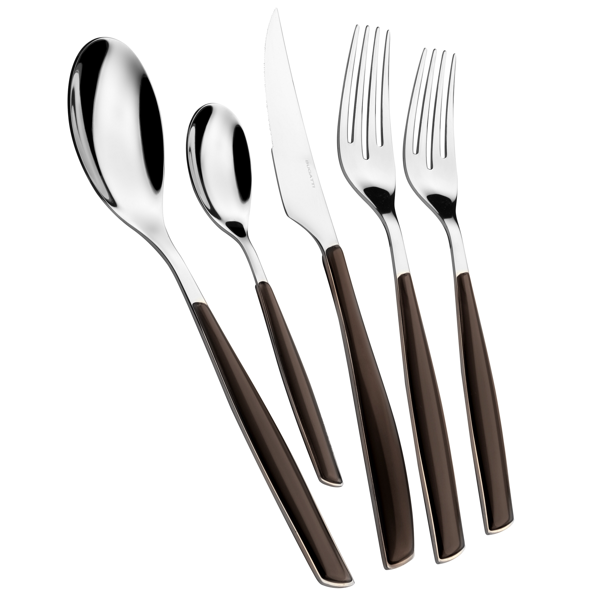 Glamour 5 Piece Place Setting - SMOKY BLACK-Casa Bugatti USA