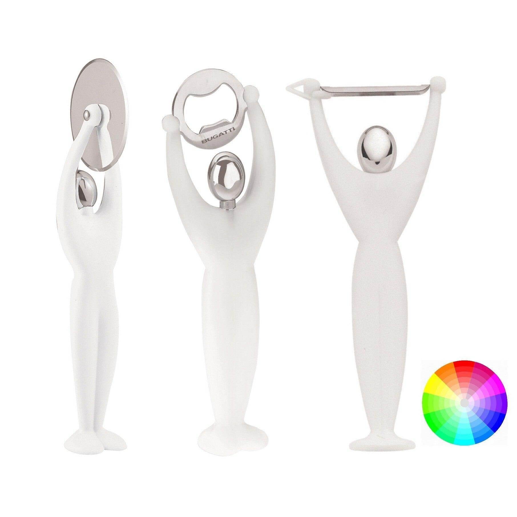 GYM 3 GYM SET Pizza Cutter / Bottle Opener / Peeler - White-Casa Bugatti USA