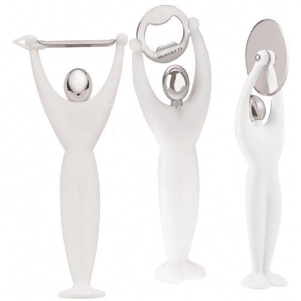 GYM 3 GYM SET Pizza Cutter / Bottle Opener / Peeler - White-Casa Bugatti USA