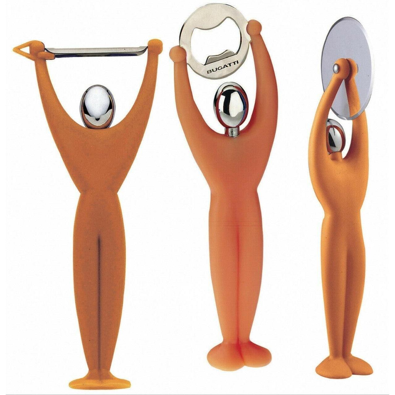 GYM 3 GYM SET Pizza Cutter / Bottle Opener / Peeler - Orange-Casa Bugatti USA